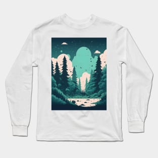 pine forest landscape magic Long Sleeve T-Shirt